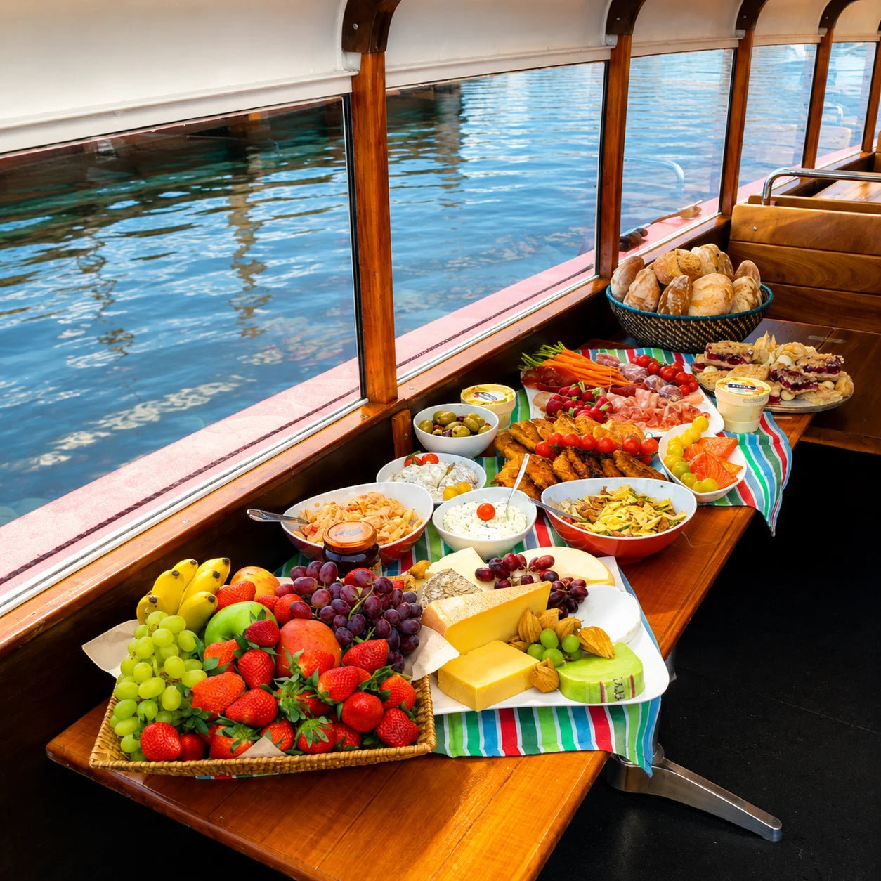 Die Aphrodite von Schiffskontor als elegantes Eventschiff auf der Berliner Spree – perfekt für unvergessliche Feiern und besondere Momente auf dem Wasser.