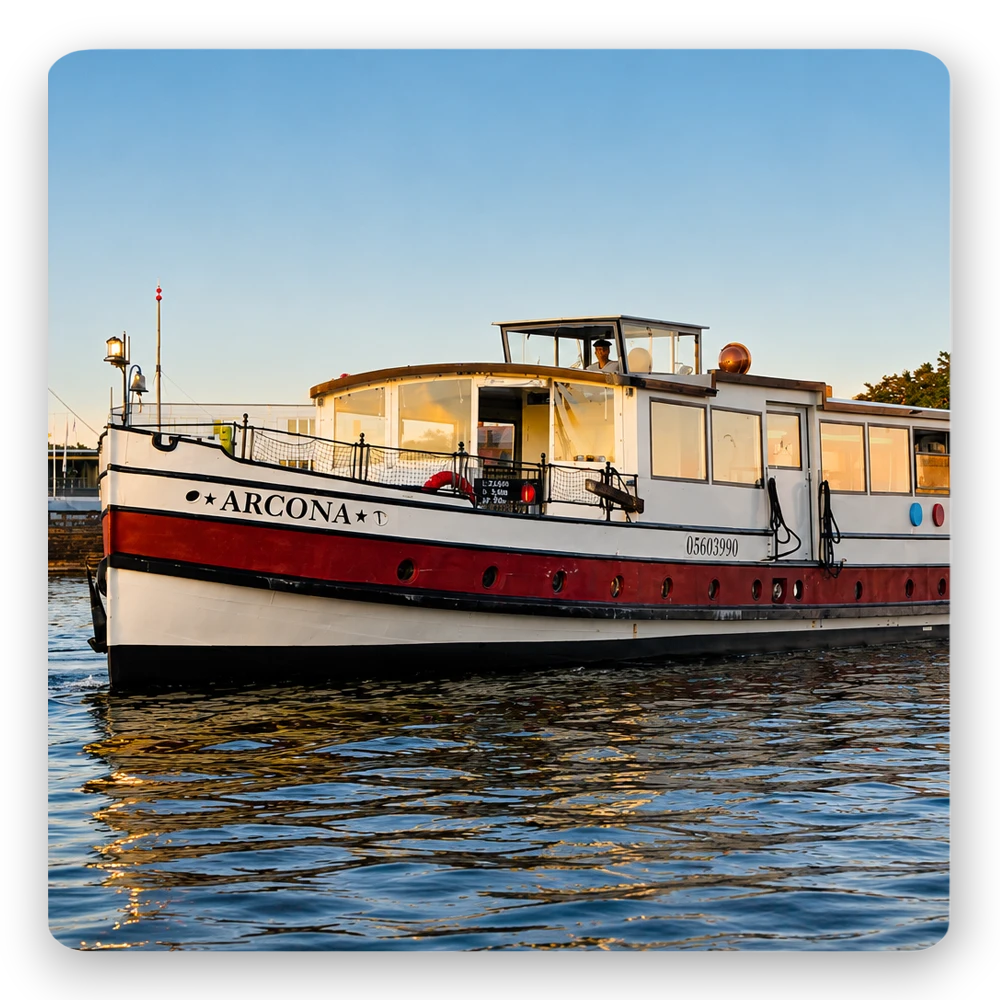 Charterfahrten beim Bootsverleih Berlin Schiffskontor. Boot mieten für Sommerfeste, Firmenfeiern und private Events auf stilvollen Schiffen auf Spree und Havel in Berlin.
