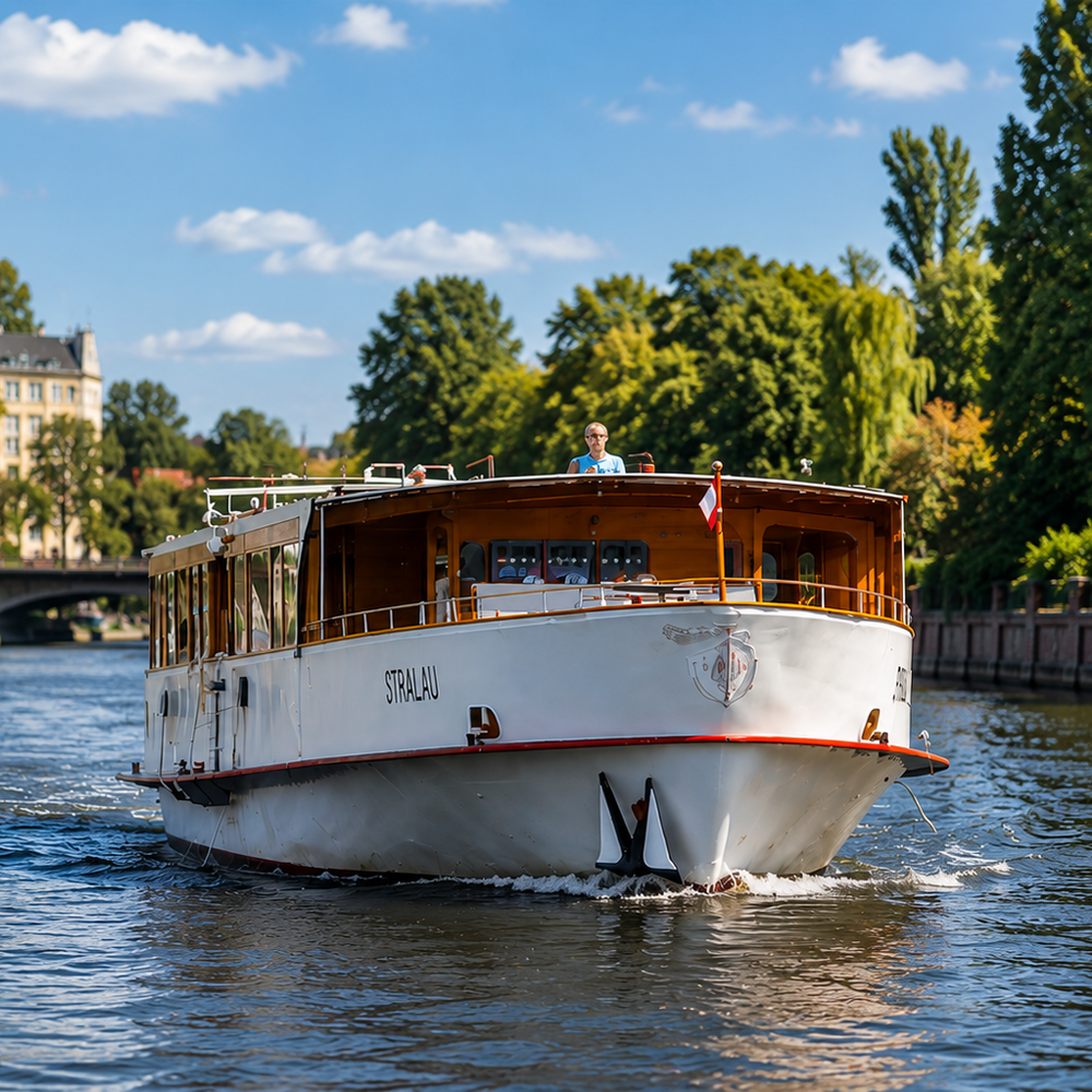 MS Stralau als exklusive Eventlocation auf dem Wasser. Das moderne Lounge-Schiff bietet den perfekten Rahmen für Firmenevents, Dinner, Partys und Charterfahrten.